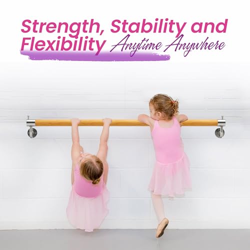 Wall-Mounted Ballet Barre 2ft and 4ft– Portable Dance Bar for Home or Studio –Ballet Bar Wall Mount for Stretching, Yoga, Pilates and Flexibility Training – Suitable for Adults and Kids