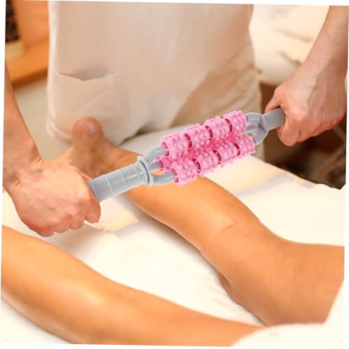 Muscle Massager Stick Leg Rollers Back Neck Shoulder Relief Compact for Travel Yoga - color: Pink