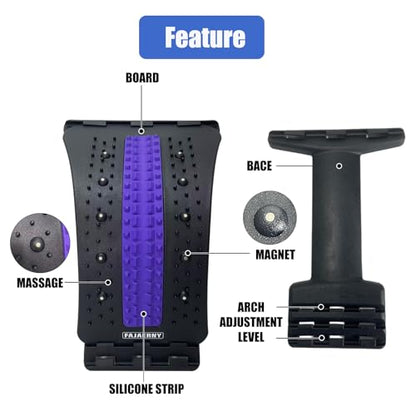 Back Stretcher, 3 Level Adjustable Lumbar Back Cracker Board, Back Pain Relief Device, Back Massage, 84 Massage Points and 10 Magnetic Points, Relief for Lumbar Area Pain, Scoliosis Aid, Spine, Herniated Disc, Lumbar Support Board, Extra NBR Pad & Silicon