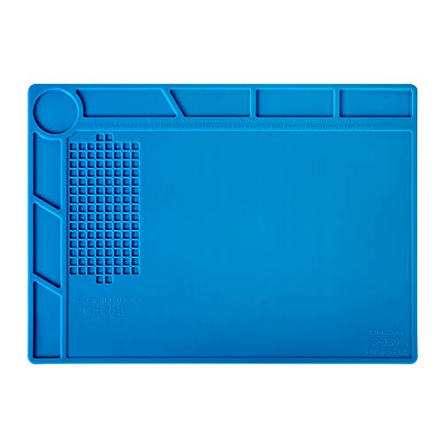 S-130 Insulation Silicone Soldering Mat Repair Mat, Heat Resistant Silicone Work Mats 932°F with Scale Ruler and Screw Position for Soldering, CellPhone Electronics Repair, Size: 13.8 x 9.8 inch