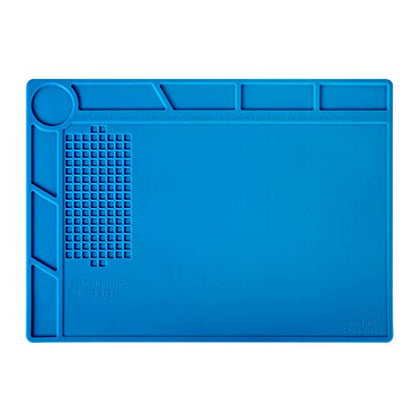 S-130 Insulation Silicone Soldering Mat Repair Mat, Heat Resistant Silicone Work Mats 932°F with Scale Ruler and Screw Position for Soldering, CellPhone Electronics Repair, Size: 13.8 x 9.8 inch