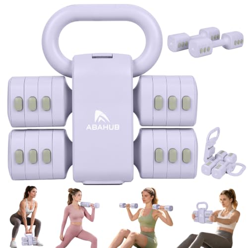 Abahub 2 in 1 Kettlebell & Dumbbell Set, Adjustable Dumbbell for Home Gym - color: Purple