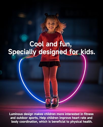 LED Light Up Jump Rope for Kids – Glow, Rechargeable, Exercise - color: Blue