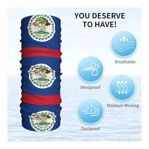 Belize Flag Prints Multifunctional Sport Headband – Seamless Stretch Neck Gaiter for Hiking, Biking, Running & Outdoor Activities – Soft, Quick-Dry, No-Fade Design