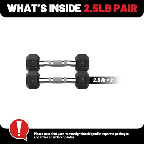 PAPABABE HEX Dumbbell Set 2.5-125lb, Rubber Encased Home Gym Dumbbells, Exercise & Fitness Weights Dumbbells for Women & Men, Hand Weight for Strength Training - size: 3 lb, Pair, style: Chrome Handle