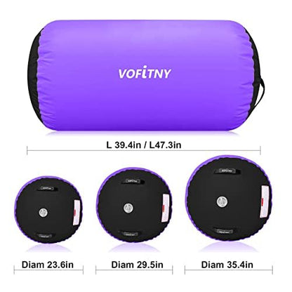 VOFiTNY Gymnastics Air Barrel Tumbling Equipment Back Handspring Trainer - color: Black/Purple No Pump, size: 4'L x 2.5'D