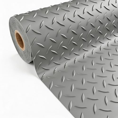 5x20 FT Garage Floor Mat, 2.8mm Thickened Diamond Plate - color: Gray, size: 5x20 FT