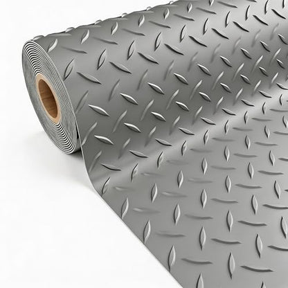5x20 FT Garage Floor Mat, 2.8mm Thickened Diamond Plate - color: Gray, size: 5x20 FT