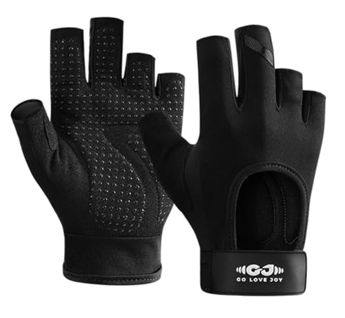 SUJAYU Workout Gloves for Women & Men, Anti-Slip Fingerless Gloves for Weightlifting, Mens Workout Gloves Gym Gloves Fitness Gloves - color: Black, size: Small