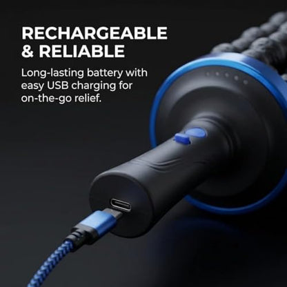 Electric Rolling Percussive Massager, Hands-Free Base, Deep Tissue Muscle Massager and Back Roller Rechargeable Leg Massager Roller, 5-Speed Massage Roller Stick for Legs, Foot & Cellulite roller (A)