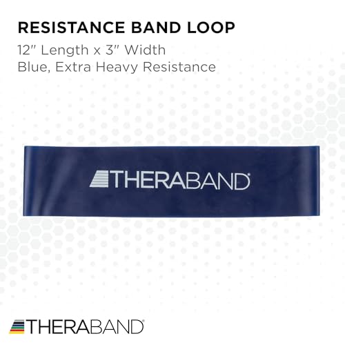 THERABAND Resistance Band Loop, Professional Latex Mini Band for Lower Pilates, Crossfit, Yoga, Stretching, Physical Therapy, Strength Training no Weights, 12 Inch, Blue, Extra Heavy, Advanced Level 1 - color: Blue - Extra Heavy, size: 12 Inch