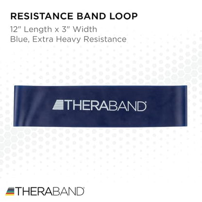 THERABAND Resistance Band Loop, Professional Latex Mini Band for Lower Pilates, Crossfit, Yoga, Stretching, Physical Therapy, Strength Training no Weights, 12 Inch, Blue, Extra Heavy, Advanced Level 1 - color: Blue - Extra Heavy, size: 12 Inch