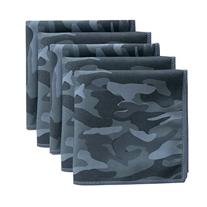 Unisex Sweat Absorbing Microfiber Handkerchiefs Quick Dry Sport Gym Towels 5 Pack - color: Moss Camo