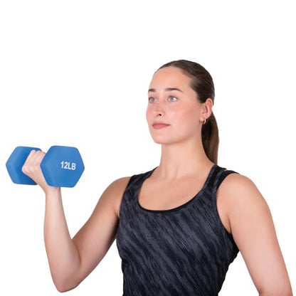 FUXION Neoprene Dumbbell Hand Weights, Sets of 2 with Multiple Weight Options, Hexagon Non-Slip Weights for Home Gym Yoga Pilates Workout