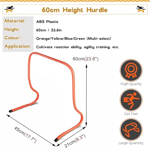 Mini Hurdles for Track and Field, 6" 9 12 16 20 24 Inch Speed Hurdles for Agility Training, Kids/Athletes/Basketball/Baseball/Soccer/Football Indoor Outdoor Sports Equipment(60cm/24in)