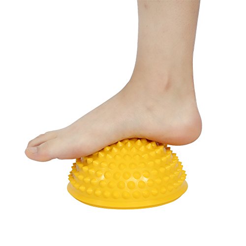 YUYTE Half Round Massage Ball Massage Ball Yoga Exercise Balance Ball Massage Mat Exercise Stepping Stone Balance Pod Gym Yoga Pilates Ball[Yellow]