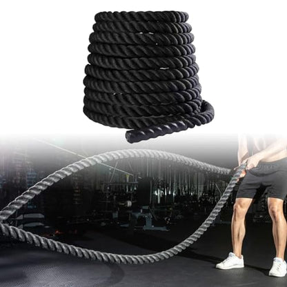 Battle Rope 9.18/9.8ft Length Heavy Battle Exercise Training Rope Workout Rope Fitness Rope for Strength Training Homes Gym 25mmx2.8m Black