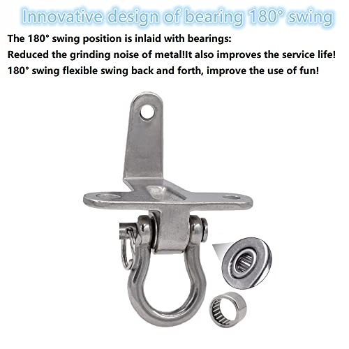 2-Pack Stainless Steel Swing Hangers, Anti-Rust Heavy Duty Hanger, Slient Bearing 180° Rotary Swing, 1500LB Wooden Concrete Playground Yoga Hammock Chair, Sandbag Porch Swing Frame