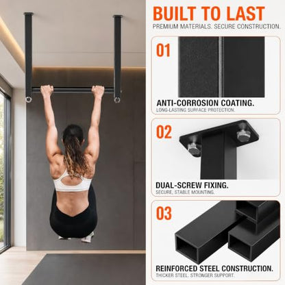 Ceiling Mount Pull Up Bar, 700lb, Fit 24" Ceiling Beam Spacing