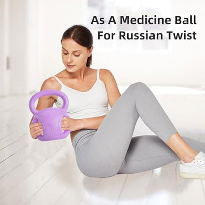 3 Handle Kettlebells Weight - Weight for Women Options 5, 10, 15 and 20 LB for Russian Twists AB Exercise, Weightlifting and Core Fitness Exercise Home Gym [Single in Sold]