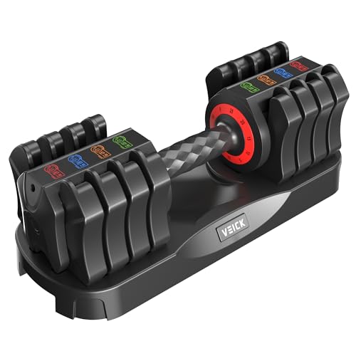 VEICK Adjustable Dumbbell 25 lb – Quick Change Dial with Non Slip Handle & Tray Stand, Space Saving Home Gym Weights for Women Men Strength Training Workout - style: 25LBS-1PC
