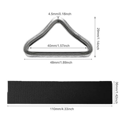 20 Pack Trampoline Triangles Buckle Replacement Stainless Steel Triangle Ring with Sewing Straps Connector for Outdoor Trampoline Springs Indoor Fitness Rebounder Trampoline Mat Round Frame