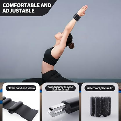 Ankle weights for women wrist weight: Adjustable ankle & wrist weights 2lbs(1lb each) for Pilates & Yoga exercise - Hand & Leg weights for women at home - color: Black