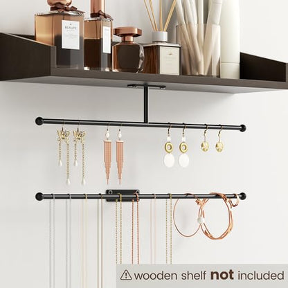 Wall Hanging Jewelry Organizer 12.6", Screw Included, Black 2-Pack - color: Black, size: 2 Pack