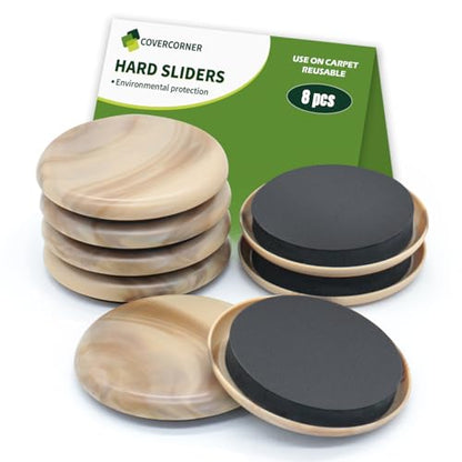 Furniture Sliders for Carpet 8 PCS - 2 1/2" Beige Coffee - size: 8 PCS 2 1/2 inch Beige Coffee