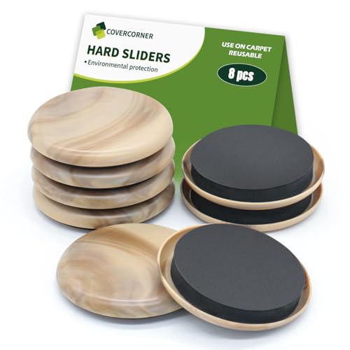 Furniture Sliders for Carpet 8 PCS - 2 1/2" Beige Coffee - size: 8 PCS 2 1/2 inch Beige Coffee