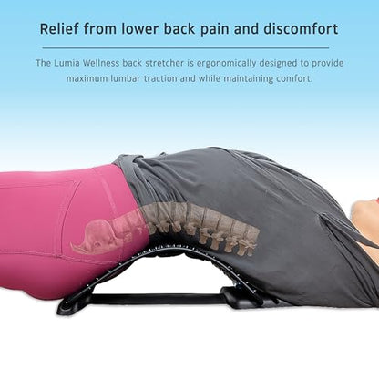 Lumia Wellness 3-Level Adjustable Back Stretcher for Lower Back Pain Relief, Lumbar Back Cracking Device, Back Massager for Spine Decompression and Scoliosis