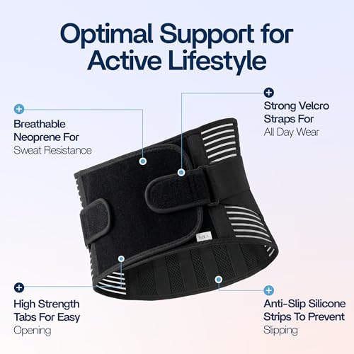 Back Brace for Lower Back Pain Relief | Sciatica Lumbar Support Belt for Men & Women, Adjustable Back Support Brace for Work & Daily Use, All-Day Comfort & Heavy-Duty Compression (Small (28-32.9"))