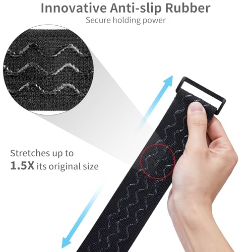 Trilancer Elastic Cinch Straps with Anti-Slip Strips, 3 Size Combo(5-Pack) Heavy Duty Hook and Loop Storage Straps for Extension Cords, Cables, Ropes, Hoses, Bike, RV, Pant Garters,Garage Organization - size: 3 size combo(12"+18"+24")