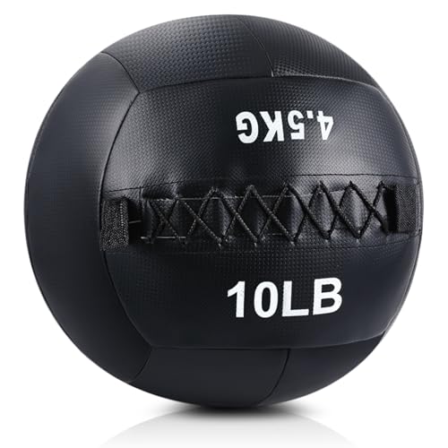 Lunmon Soft Wall Medicine Ball for Exercise Fitness Slam Weighted Med Ball with Non Slip Grip for Slamming Workout Strength Conditioning Core Training Lunge and Partner Toss