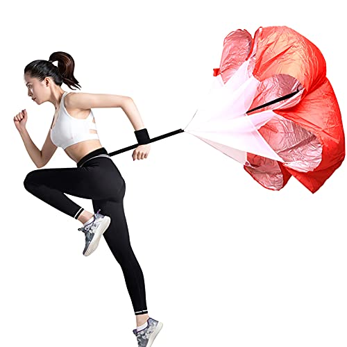 Resistance Parachute Running Umbrella, Speed Resistance Training Parachute Equipment with Adjustable Belt, Kids/Adult Fitness Explosive Power Training(Color:Red) - color: Red