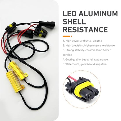 2 PCS Car 9005/9006 LED Light Bulb Decoder Kit, 50W 6Ohm Anti Flicker Error Decoder, Fog Light Bulb Load Relay Harness Adapter, for 9005/9006 LED Bulb Assemblies (Black)