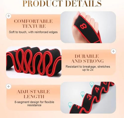 Fitness Resistance Band for Stretching and Yoga, Number Stretch Resistance Band with Clear Markings, 8-Section Elastic Training Bands for Yoga, Stretching, Pilates, Fitness