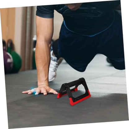 FRCOLOR Push-up Rack Bars for Men and Women, Rotating Push-up Stand with Non-slip Base, Red Metal Push-up Bracket Pair for Home Fitness Strength Training Equipment