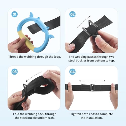 Gymnastics Rings,Kids Playground Home Exercise Gym Equipment, Children's Adjustable Strap Strength Training Rings(Blue)