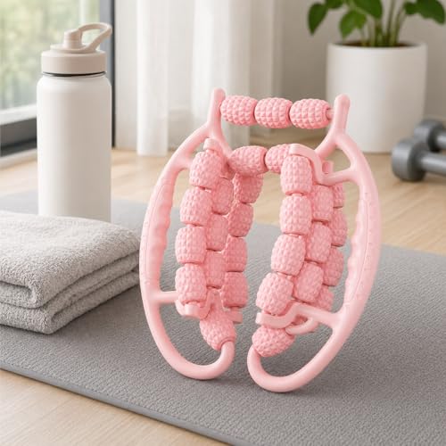 29-Wheel Leg Roller Massager, Manual Muscle Roller Tool for Calves, Thighs and Arms, Pink - size: 29-Wheel