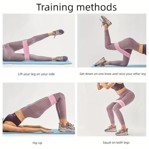 Fabric Resistance Bands for Women & Men, Glute & Leg Exercise Bands for Strength Training & Yoga - color: Pink
