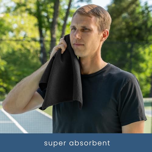 S&T INC. Microfiber Gym Towels, Yoga Towel for Home and Gym Bag, 16 Inch x 27 Inch, 3 Pack - color: Honeycomb Black