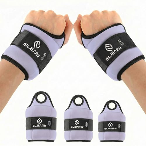 ELEAMY Wrist Weights for Women & Men - 0.5/1/1.5/2/3lb*2 Pairs - color: Black-Light Purple, size: 3.0 Lbs Each (6.0 Lbs Pair)
