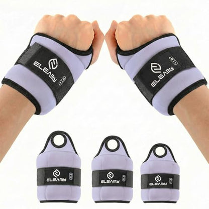 ELEAMY Wrist Weights for Women & Men - 0.5/1/1.5/2/3lb*2 Pairs - color: Black-Light Purple, size: 2.0 Lbs Each (4.0 Lbs Pair)