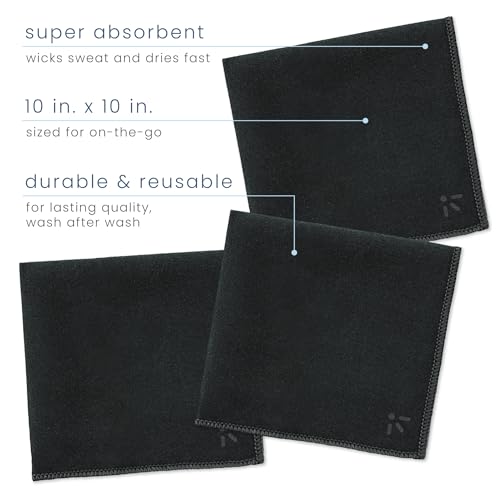 S&T INC. Microfiber Handkerchief for Sweat, 6 Pack, 10" x 10", Black
