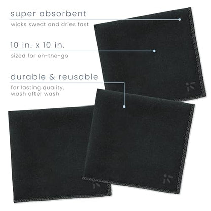 S&T INC. Microfiber Handkerchief for Sweat, 6 Pack, 10" x 10", Black