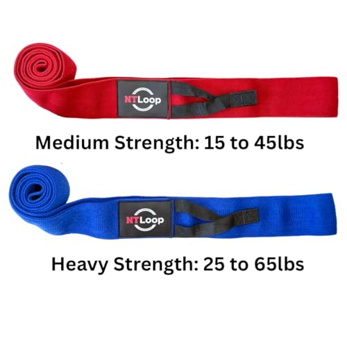 Fabric Long Loop Resistance Bands with Door Anchor and Workout Instructions - Exercises for Glutes, Legs, Chest, Muscle Building, Physical Therapy - Medium & Heavy Strength NT Loop