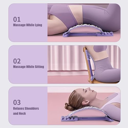 Lumbar Back Stretcher,4 Level Adjustable Lumbar Massage Board,Back Stretching Board - for Women Men Adults Athletes Beginners Professionals Fitness Enthusiasts Drivers Apartment Home Gym