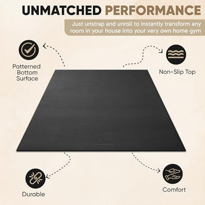 Gorilla Mats Extra Large Exercise Mat – 9'x6', 12'x6', 15'x6' (1/4" Thick) – Ultra Durable Workout Mat for Home Gym Flooring – Non-Slip, Flat Fitness, Yoga & Weight Lifting Floor Mat