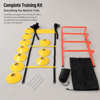 Agility Ladder Speed Training Kit, Soccer Training Equipment Set, PP Rung Agility Ladder Synthetic Disc Cones with Storage Bag, Training Set Type a Training S